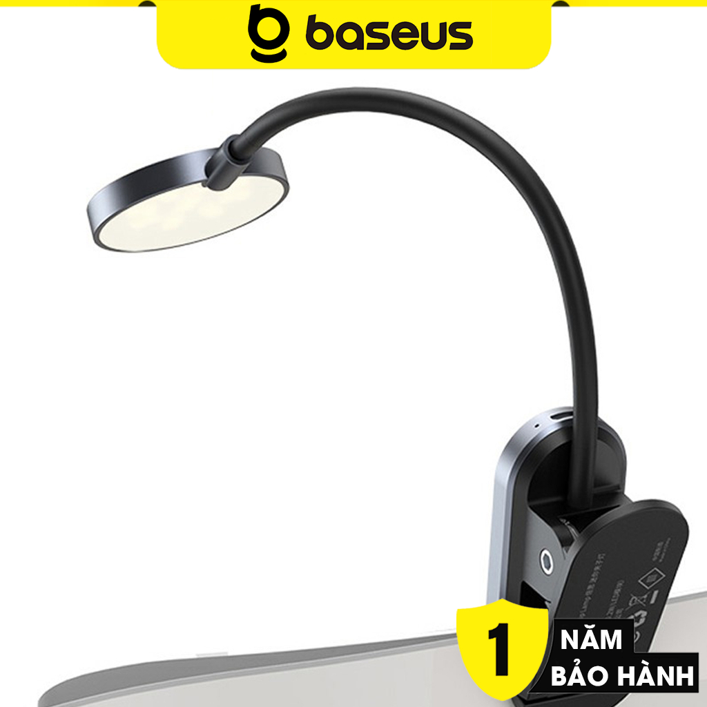 Đèn đọc sách mini, pin sạc tiện dụng Baseus Comfort Reading Mini Clip Lamp ( Dịu mắt, chân kẹp, 3 mức sáng, 350mAh, 24h)
