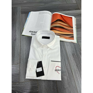 Áo Sơ Mi Nam Dài Tay D2 - 346 Chữ Ngực Đơn Giản Hoạ Tiết Trái Tim Basic Trắng Trơn Khuy Thiết Kế Ngoài Hàng QC