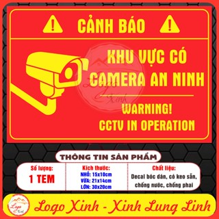  V-ĐỎ  Tem Decal Cảnh Báo Khu Vực Có Camera An Ninh CCTV In Operation 24 24 Thông Báo Nơi Có Camera Giám Sát Theo Dõi 