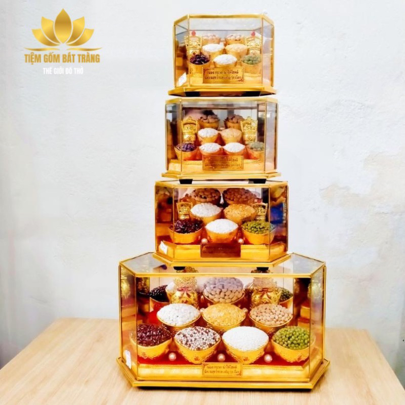 Hộp Ngũ Cốc Phong Thủy, Ngũ Cốc Thần Tài May Mắn, Hũ Gạo Thần Tài Phong Thủy Bày Thu ngân , ban thần