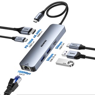 Cáp Chuyển Hub Type C BENFEI Baseus  5, 6 7  in 1 (TYPE C To USB 3.0 + HDMI + PD + LAN)