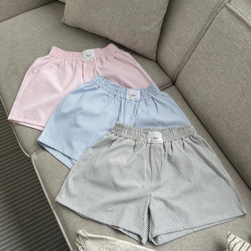 Quần sooc đùi nữ kate kẻ sọc dáng trơn mặc đi ngủ siêu Hot_456