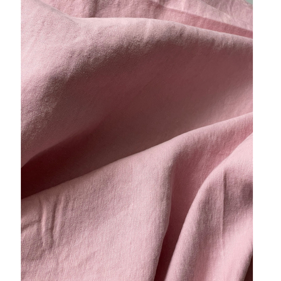 Vải linen tưng ướt dày 250gsm đã wash công nghiệp, hồng pastel, khổ 1m45