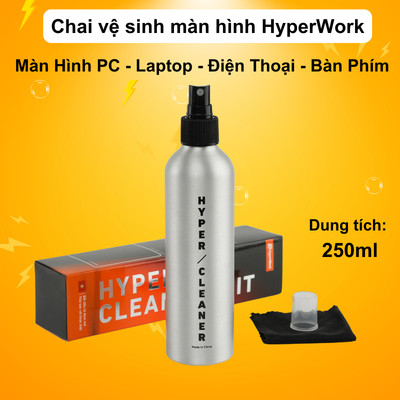 Chai vệ sinh màn hình HyperWork C02 (Vệ Sinh Màn Hình PC, LapTop, Điện Thoại , Bàn Phím , Kính )