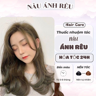  Thuốc nhuộm tóc nâu Thuốc nhuộm tóc màu Nâu Ánh Rêu tặng kèm oxy trợ dưỡng và bao tay_Hair Care 