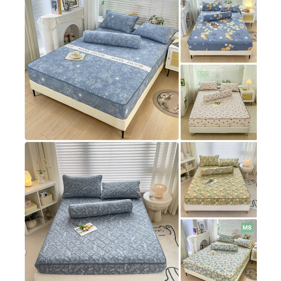 Bộ Ga gối cotton đũi Hàn Quốc trần bông siêu cấp,Bộ 4 món đũi mềm mát mịn thoáng mát KT 1m6/m8/2m2