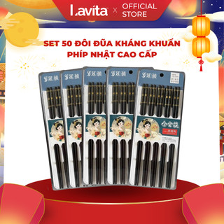 Set 50 Đôi Đũa 3 Sọc Mạ Vàng Hình Cô Gái Nhật Bản Kháng Khuẩn Chịu Nhiệt
