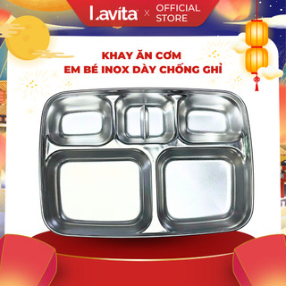 Khay Đựng Cơm Cho Bé, Khay Đựng Thức Ăn 5 Ngăn Giữ Nhiệt Inox 304 Cao Cấp