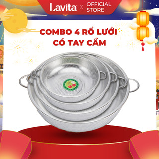  Rổ rá lưới inox Delio có sẵn quai cầm tiện lợi và đa năng, dùng để rửa, đựng rau