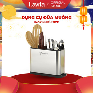 Ống đựng đũa muỗng, ống cắm đũa inox cao cấp có khay hứng nước kiểu dáng sang trọng