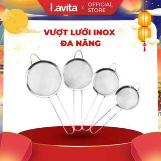 Rây vợt lưới inox cao cấp lọc bột, lọc thức ăn cán dài nhiều kích cỡ