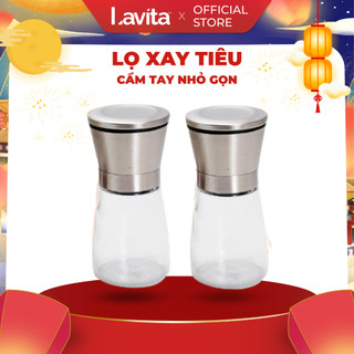 Lọ xay tiêu, hạt khô cầm tay bằng thủy tinh nắp inox cao cấp, Lưỡi xay sắc bén