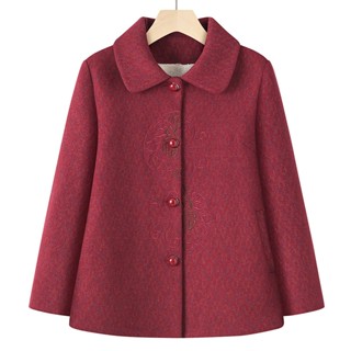 Áo khoác trung niên nữ chất liệu dạ lông chồn cao cấp, kiểu dáng thanh lich, ấm áp quà tặng ý nghĩa cho mẹ và bà (M204)