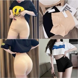 Combo 2 quần legging đùi đen và da chất co giãn tốt mặc ôm thoải mái hàng trung free size dưới 60kg