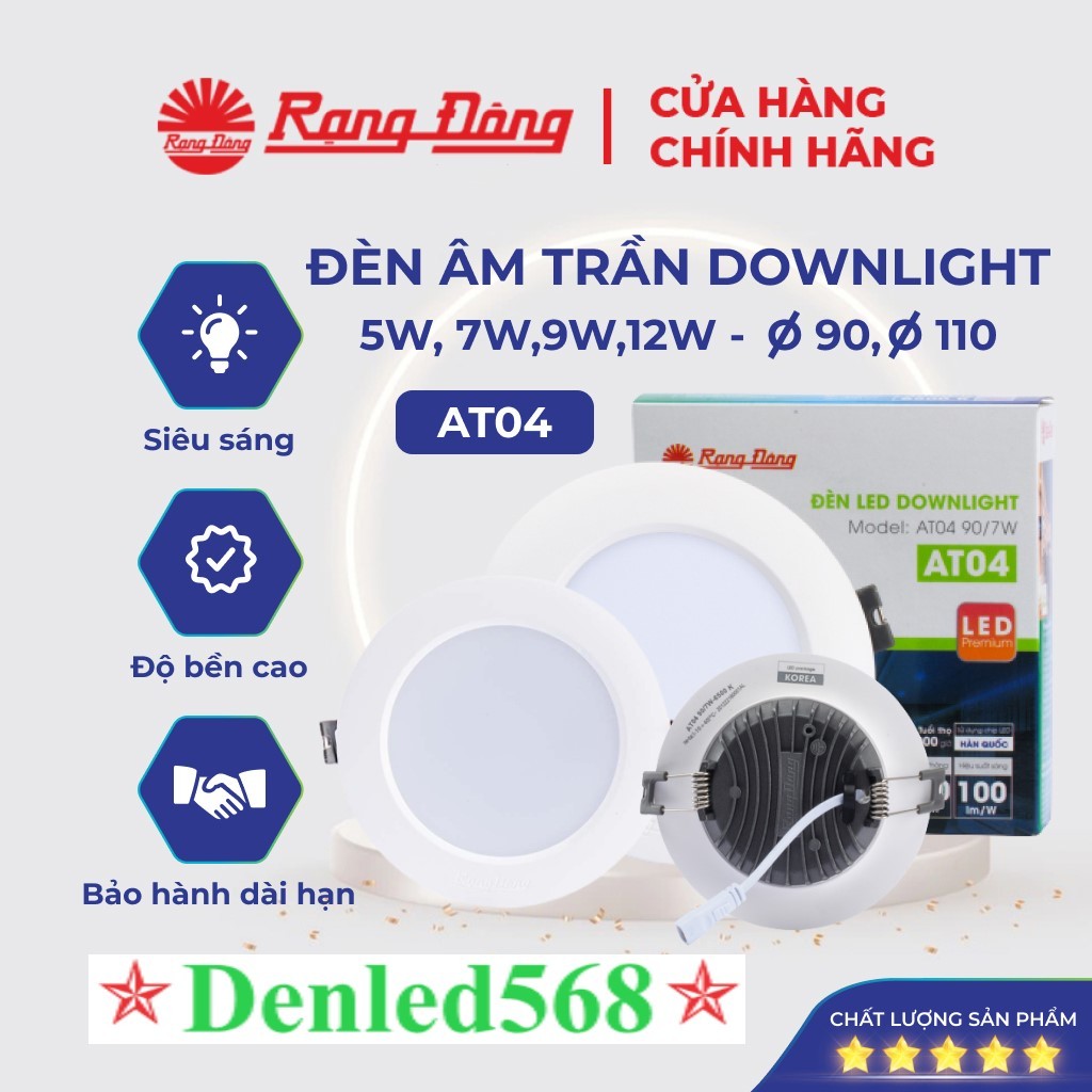 Đèn LED âm trần Rạng Đông Led mắt trâu downlight 5w 7w 9w 12w AT04