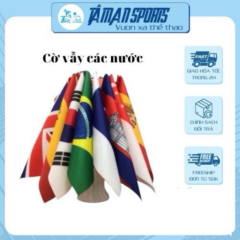 Cờ vẫy mini các nước, Lá cờ cầm tay in hình Quốc kỳ các quốc gia cổ vũ thể thao/ chào đón đại biểu