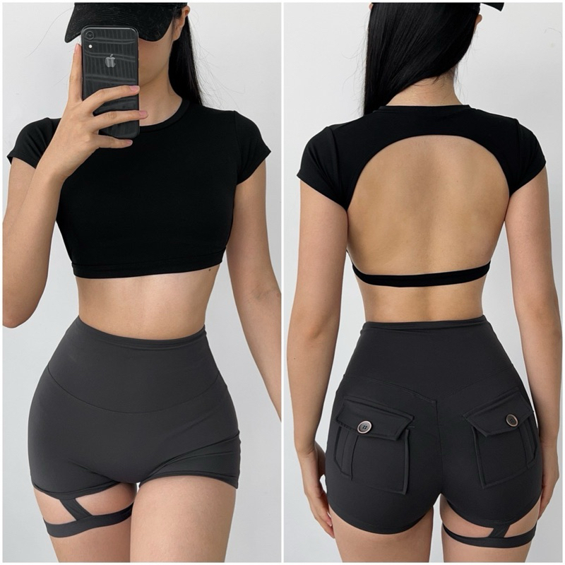 Áo Croptop Thể Thao Hở Lưng Có Mút Vải Thun Poly 2 Da Xịn Đẹp Tập Gym - Yoga - Aerobic - ACT05