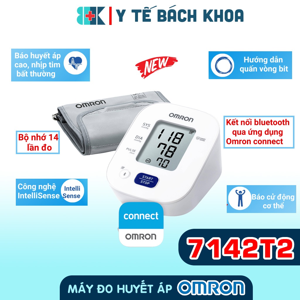 MÁY ĐO HUYẾT ÁP BẮP TAY TỰ ĐỘNG OMRON HEM 7142T2 HÀNG CHÍNH HÃNG - BẢO HÀNH 05 NĂM