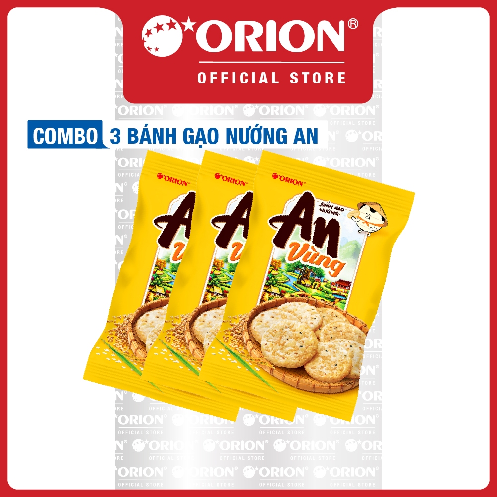 Combo 3 túi Bánh Gạo Nướng Orion An Vừng 115.2g