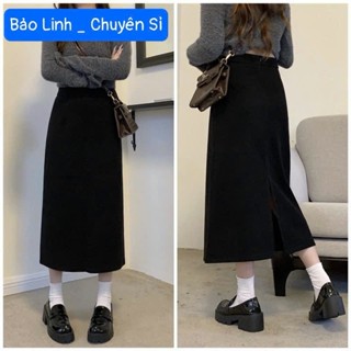  Chân Váy Chữ A Dáng Dài Midi  Bảo Linh Chất Umi Hàn Co giãn Có Khoá Xẻ Tà Sau  CV001 