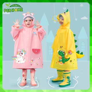 Áo Mưa Trẻ Em, Áo Mưa Cho Bé Từ 6-13 tuổi Hình Kì Lân, Khủng Long Dễ Thương Vành Mũ Trong Suốt, Chất Liệu Mềm Mại Cho Bé
