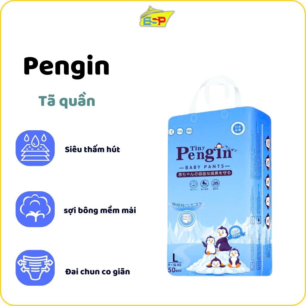 (XẢ KHO)Tã Quần Tiny Pengin Dành Cho Trẻ Em size M/L/XL/XXL/XXXL/4XL/5XL Túi 50 miếng - 23h.shop