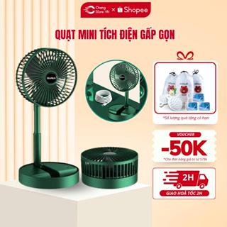 Quạt Mini Gấp Gọn Để Bàn , Quạt Tích Điện Gấp Gọn SUPER FAN Để Bàn 3 Tốc Độ Gió Cổng Sạc USB, Pin 1200mAh Cao Cấp
