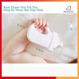 Gặm nướu silicon Simtong Milk Bottle cho bé 3m+, đồ chơi gặm nứu platinum silicone - Monnie Kids