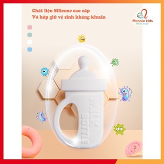 Gặm nướu silicon Simtong Milk Bottle cho bé 3m+, đồ chơi gặm nứu platinum silicone - Monnie Kids