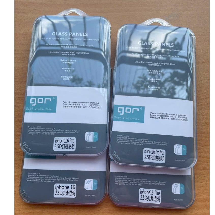 17 PRO MAX / 16 Bộ 2 kính cường lực Gor trong suốt cho iPhone 16 Pro Max , 16 Pro , 16 Plus , 16 siê