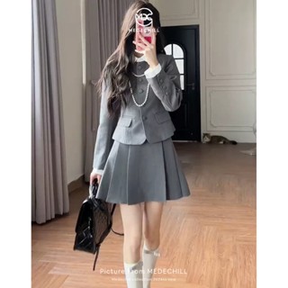 Set Công Sở Nữ Medechill Thiết Kế Áo Vest Dài Tay Kèm Chân Váy Xếp Ly Hoạ Tiết Thêu Hoa Tạo Điểm Nhấn Thanh Lịch S691