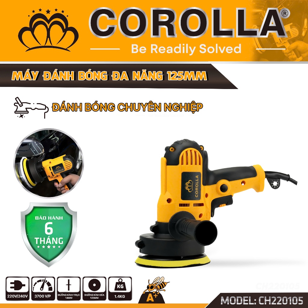 Máy Đánh Bóng Đa Năng Chức Năng 125mm COROLLA Công Suất 700W - Động Cơ Đồng 100% CH220105/CH220205
