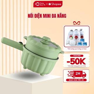 Nồi Lẩu Điện Bí Ngô Mini Đa Năng 2 Tầng Dung Tích 1.5L Có Tay Cầm Dài Siêu Tiện Dụng Dùng Chiên Xào Nấu Lẩu Tặng Giá Hấp