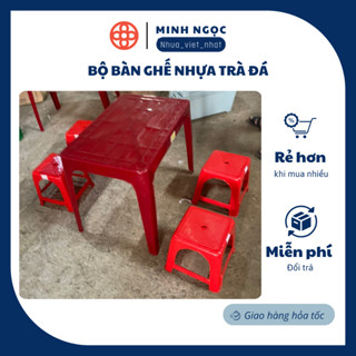 Bộ bàn ghế nhựa trà đá, quán ăn giá rẻ Gia Long 1 bàn + 4 ghế 4002