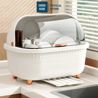 Giá Úp Chén Bát ENODA HOME, Hộp Đựng Bát Đũa Nắp Lật Kèm Khay Thoát Nước G008
