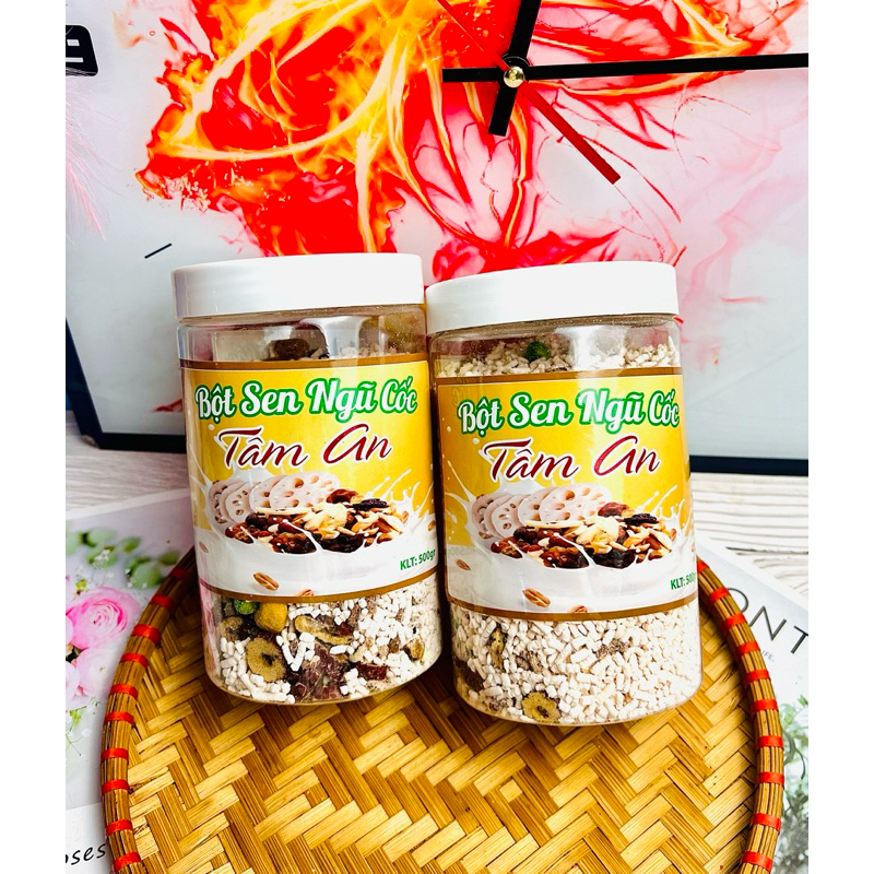 Combo 2 hũ Bột Sen Ngũ Cốc Tâm An. Bột thanh nhiệt, bột ăn sáng (400gr/hũ). Bột sen dưỡng nhan hỗ trợ hệ tiêu hoá