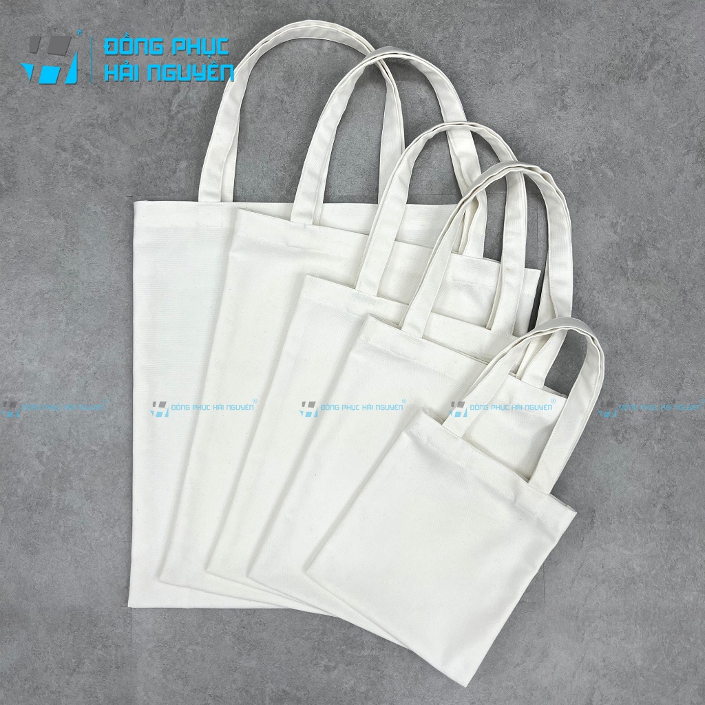 Túi bố vải canvas trơn màu trắng nhiều size - không đáy không khóa kéo