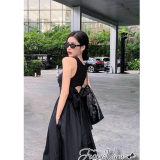 Đầm Maxi Đen Len Tăm Nơ Lưng - D11023