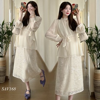  Áo Dài Tay Và Chân Váy Nhũ Bầu SAV168 