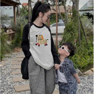 Sét bộ nữ Áo dài tay phối màu, quần dài caro baggy LAM fashion, Đồ bộ nữ dài mùa đông in hình Labubu, chất xượt, đũi