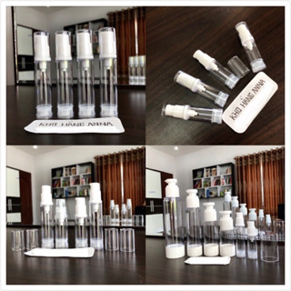    SET 5 và 1  Chai Xịt Chân Không 10ml 5ml - LỌ CHIẾT MĨ PHẨM chiết nước hoa xịt sương   xịt giọt - Chai nhựa nhỏ trong 