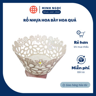  Rổ nhựa hoa bày hoa quả bánh kẹo đẹp mắt Việt Nhật - Rổ hoa đa năng họa tiết hình hoa 3 size  3431  