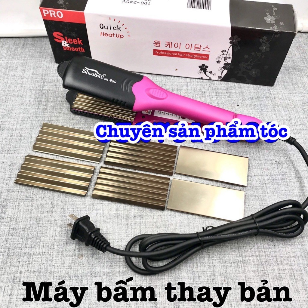 ✅Máy duỗi bấm tóc HQ 989 - Lưỡi kẹp chuyên dụng, nhiệt độ 140-220°C, công suất 50-100W, an toàn, màu tím, đen, đỏ