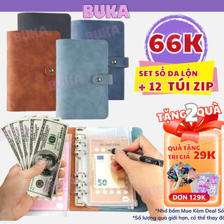  Sổ tiết kiệm đựng tiền da PU Buka sổ chi tiêu tiết kiệm thông minh A6 dễ thương sổ vân cá sấu album tiết kiệm 