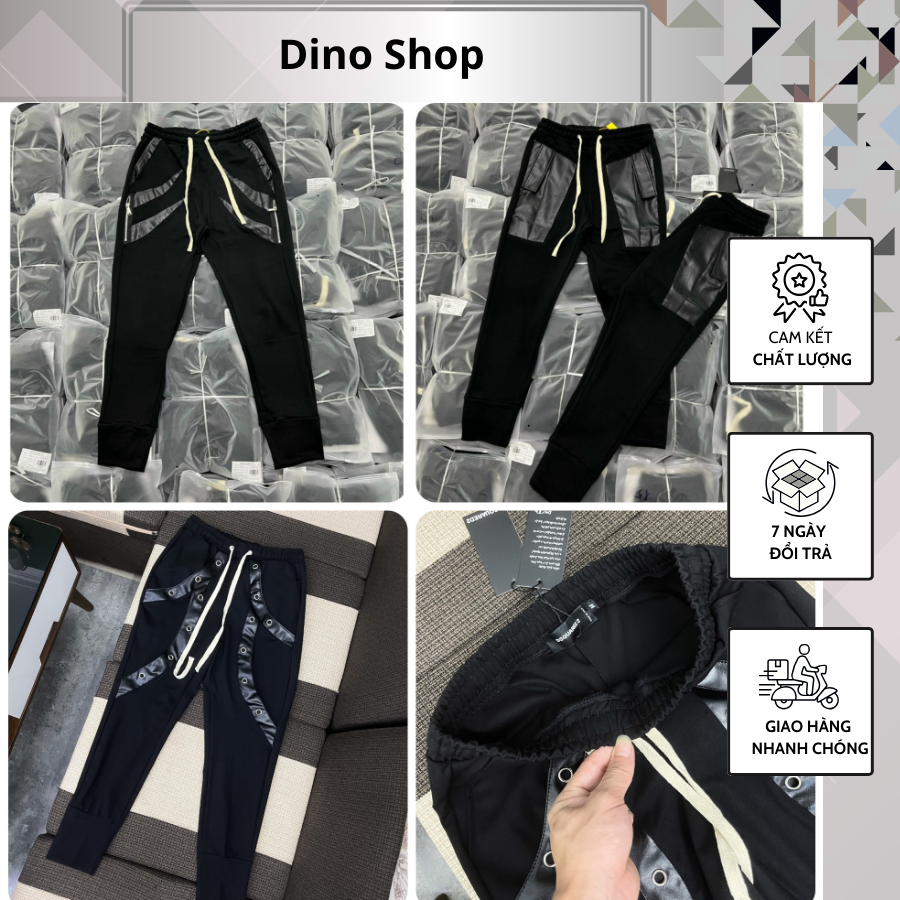 Quần Nỉ Jogger Nam Vá Da 2 Bên Quần Form Siêu Đẹp - Quần Nỉ Dài Nam Form Dáng Đơn Giản