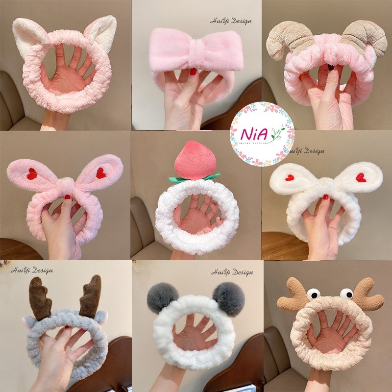 Băng Đô Cài Tóc Rửa Mặt, Trang Điểm Hình Mèo, Gấu, Nơ Dễ Thương Cho Nữ Nia Shop Pk113