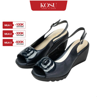 Sandal đế xuồng 8cm hoa trà Kosu 24313, giày công sở nữ siêu êm chống thấm nước trơn trượt Nhật Bản