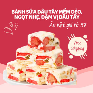 Bánh Sữa Dâu Tây Mềm Dẻo, Ngọt Nhẹ, Đậm Vị Dâu Tây - Ăn Vặt Giá Rẻ