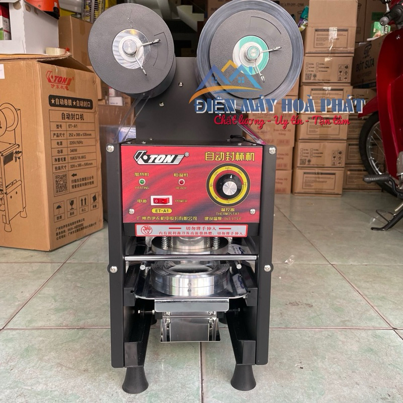 Máy ép miệng cốc dập nắp ly tự động cuốn màng