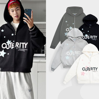 Áo hoodie zip Blink Star in chữ outerity, kiểu dáng hàn quốc, đường phố hot 2024